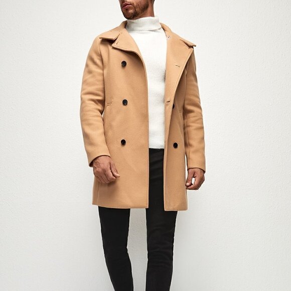 . Other - Khaki Preppy Mens Double Breasted Slant Pocket Overcoat